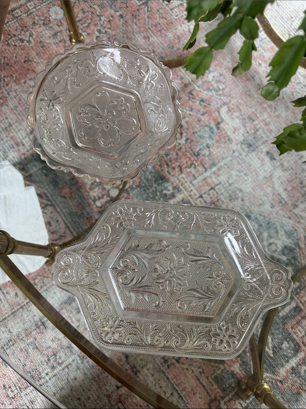 vintage Indiana Glass Co. clear Tiara Sandwich small tray and bowl
